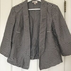 Loft Striped Linen Jacket Blazer • 3/4 Sleeve